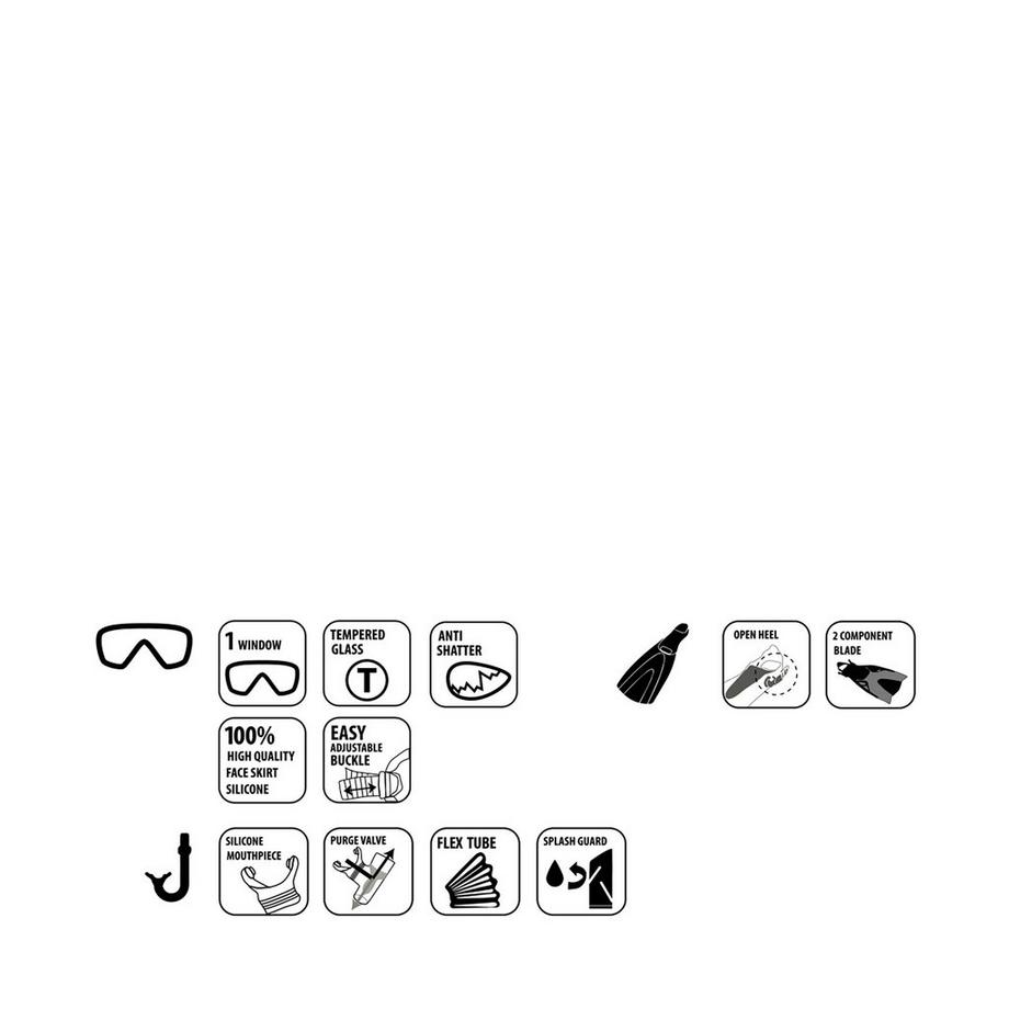 SCHILDKRÖT  Set di boccaglio Bermuda per bambini con occhiali, boccaglio e pinne 