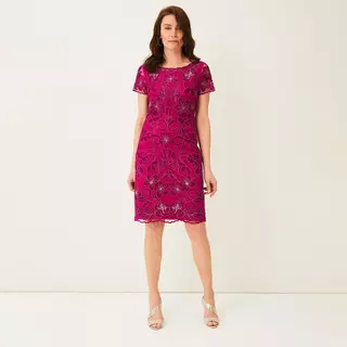 Phase Eight Nessa Embroidered Dress Kleid Fuchsia