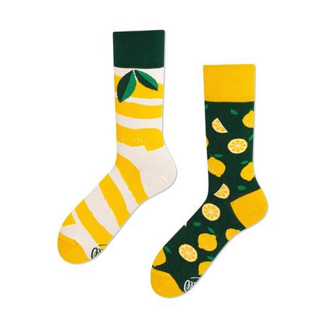 Many Mornings THE LEMON Wadenlange Socken mit Zitronenmuster  