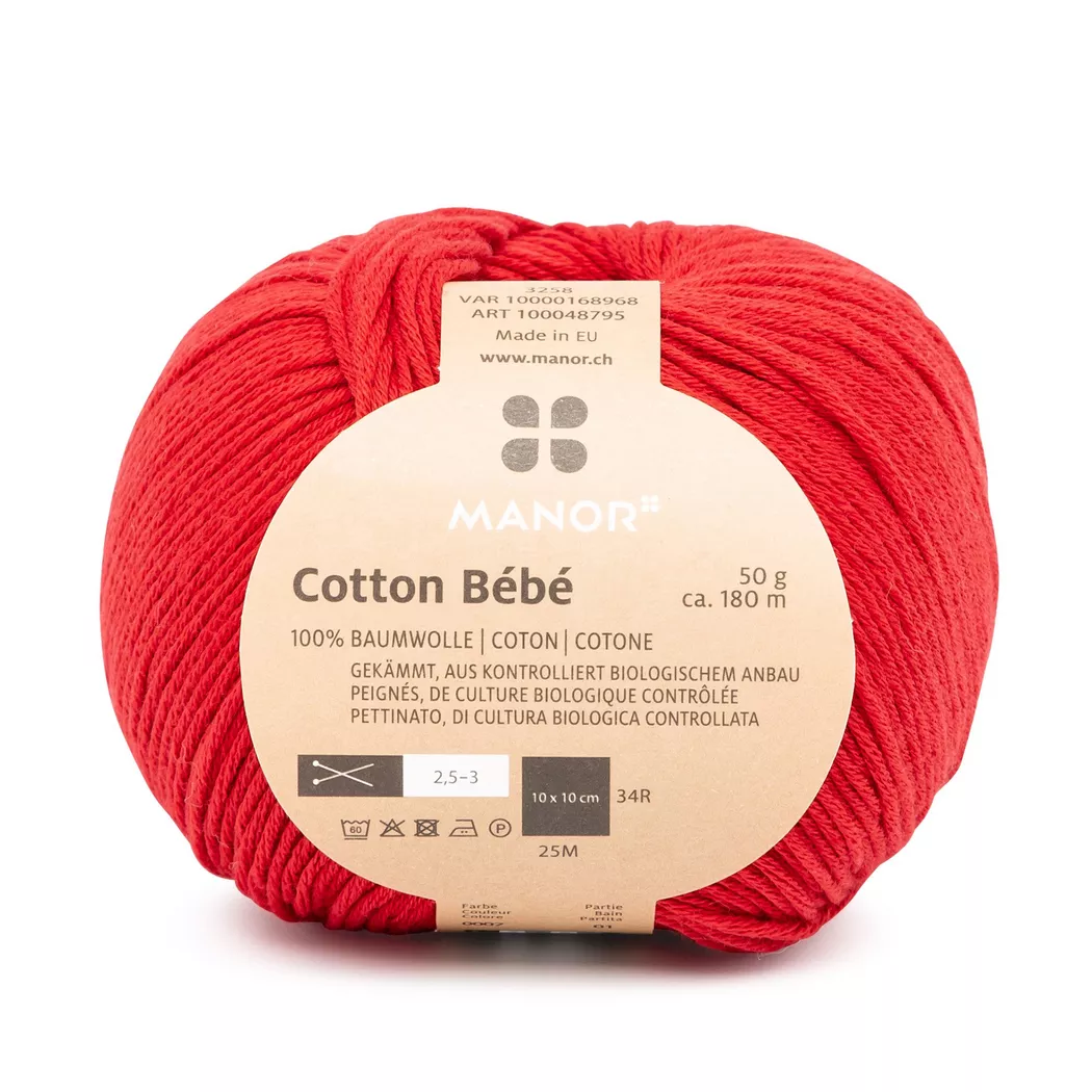 Manor - Strickgarn, 50GCA180M, Rot