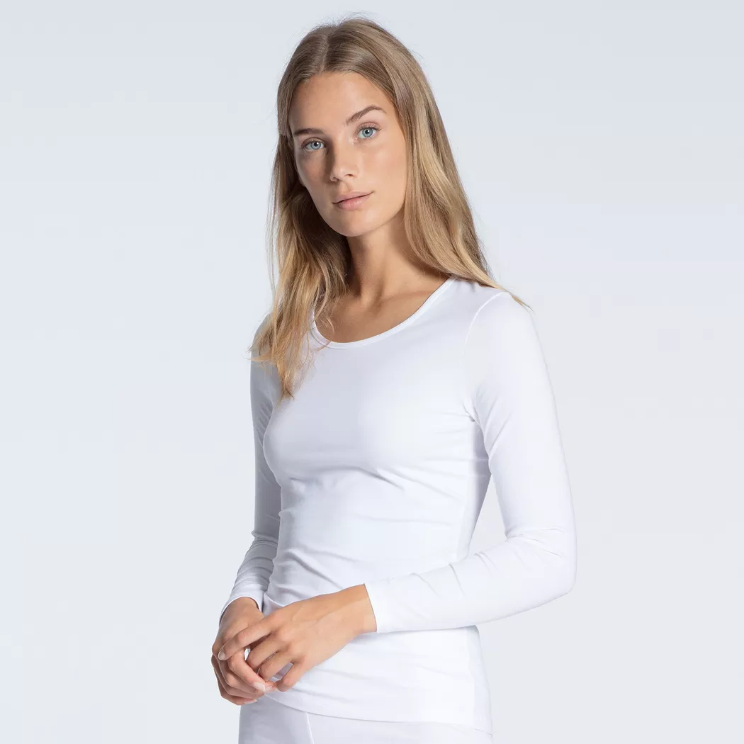 Calida - Top Rippe lange Ärmel, für Damen, Weiss, Größe S