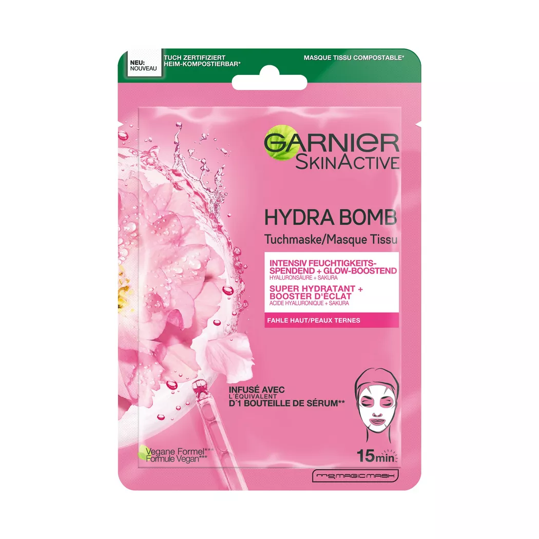 Garnier - Hydra Bomb Tuchmaske Sakura für fahle Haut