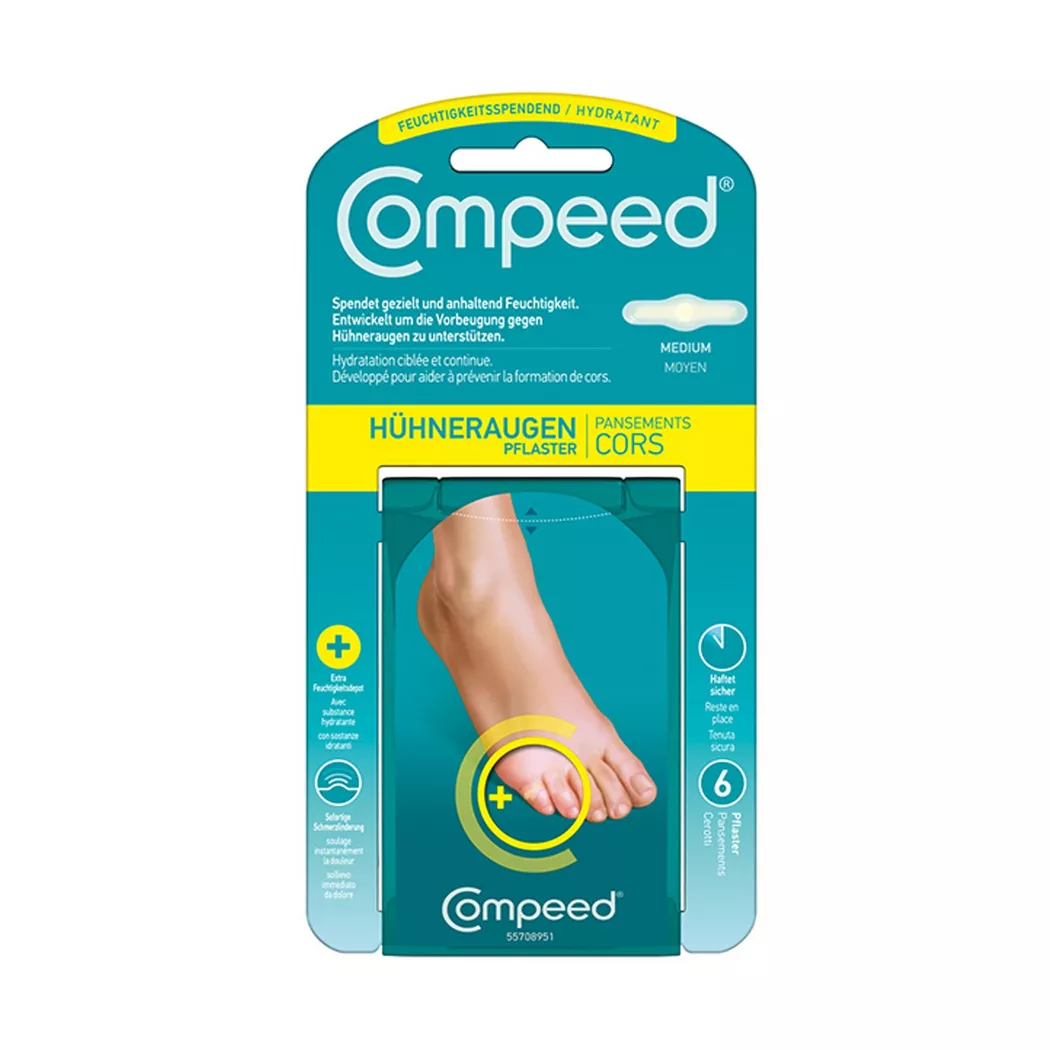 Compeed - Hühneraugenpflaster Medium feuchtigkeitsspendend, Hühneraugen Medium, 6 Stück