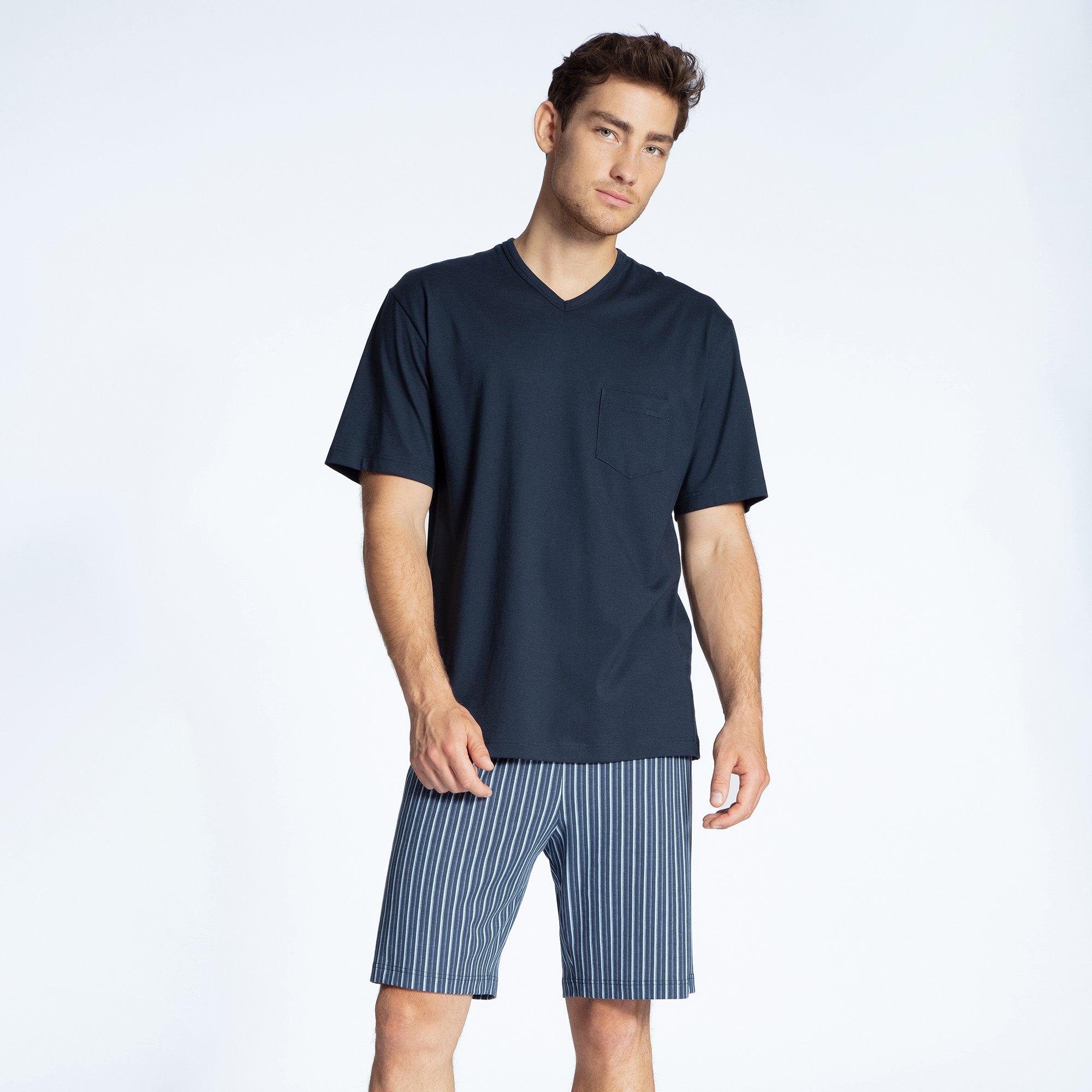 Image of Pyjama Set, Kurz Herren Dunkelblau L