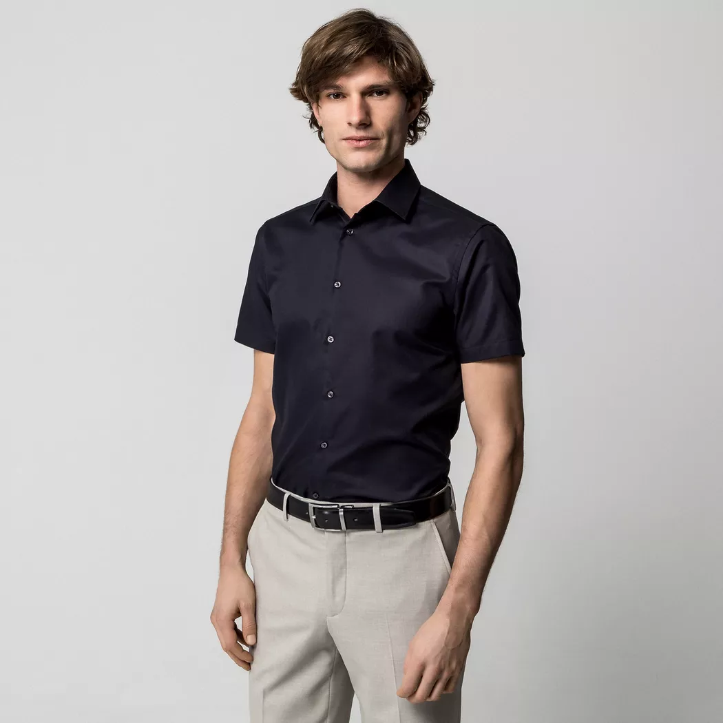 Manor Man - Hemd, Modern Fit, kurzarm, für Herren, Black, Größe L