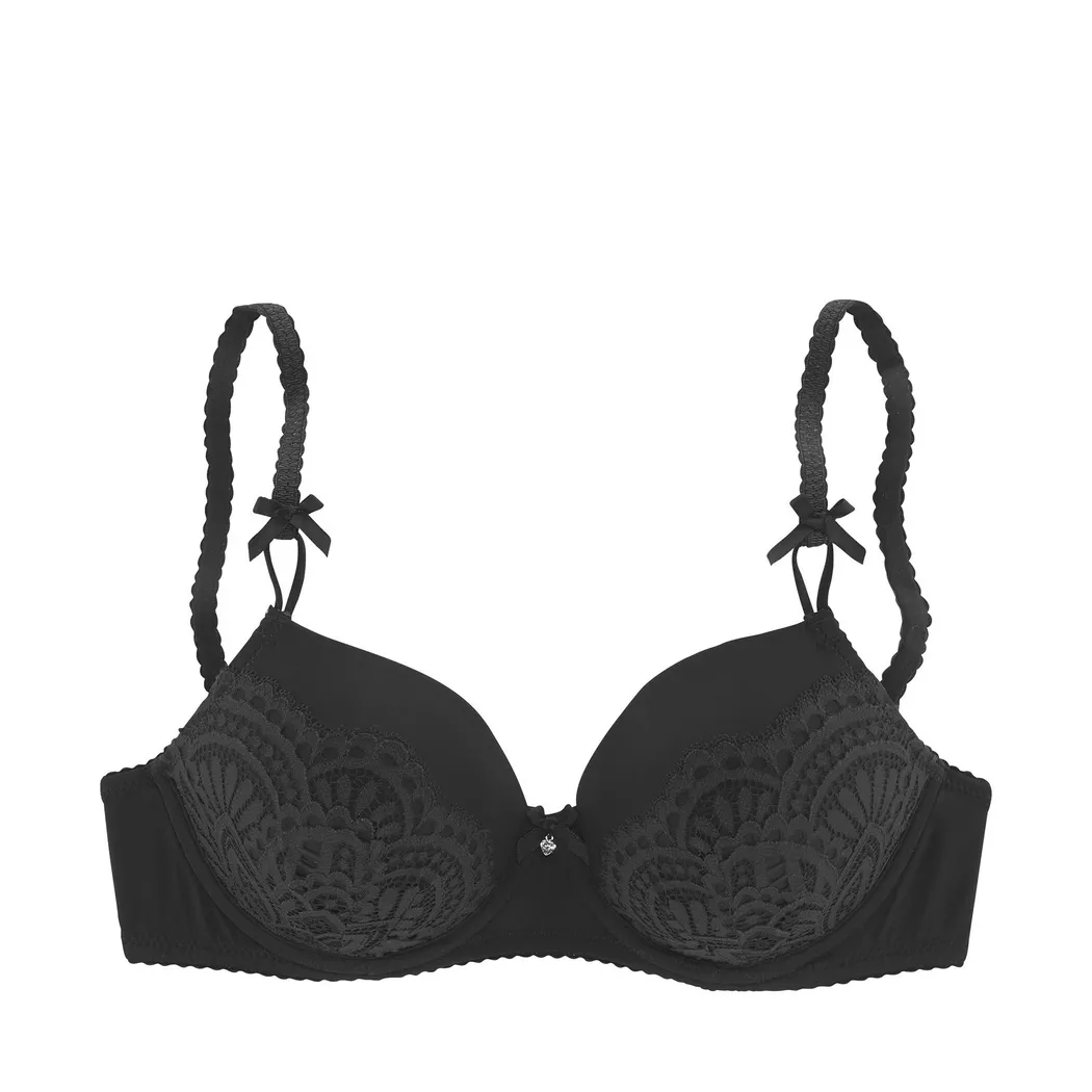 Lascana - BH,bügellos,Watte, für Damen, Schwarz matt, Größe 75D