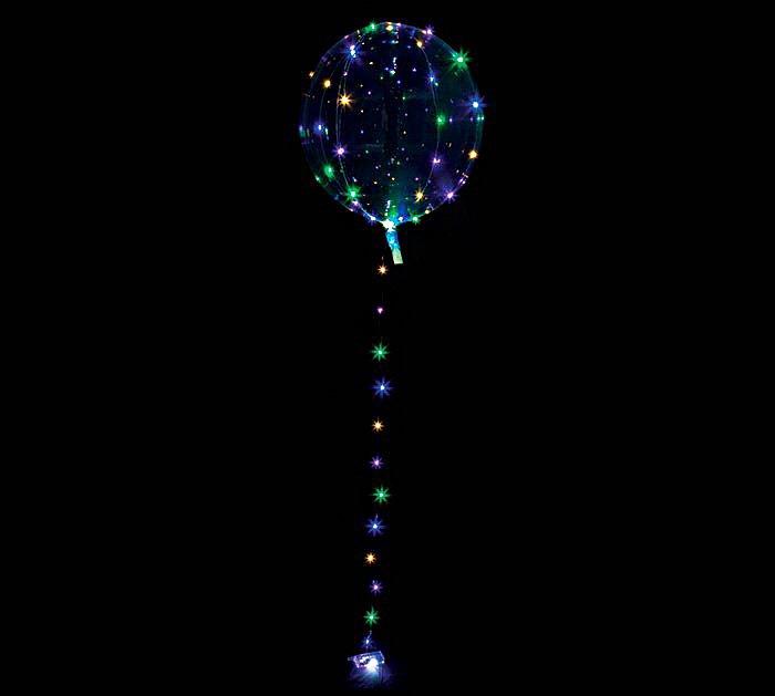 Image of Folienballon Crystal LED bunt Weiss