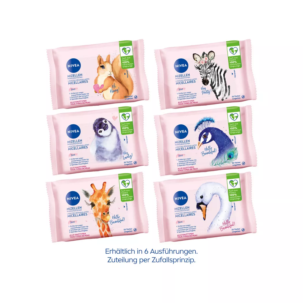 Nivea - 3-in-1 MicellAIR Skin Breathe Mizellen Reinigungstücher, Zufallauswahl, Design Edition, 25 Stück