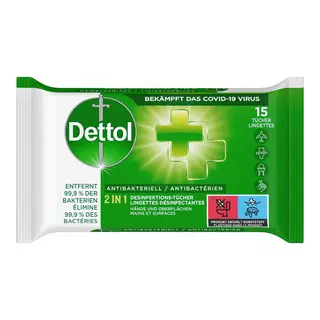 Dettol 2in1 für Hände & Oberflächen Lingettes Antibactériennes 2 en 1  sur le mains et surfaces 