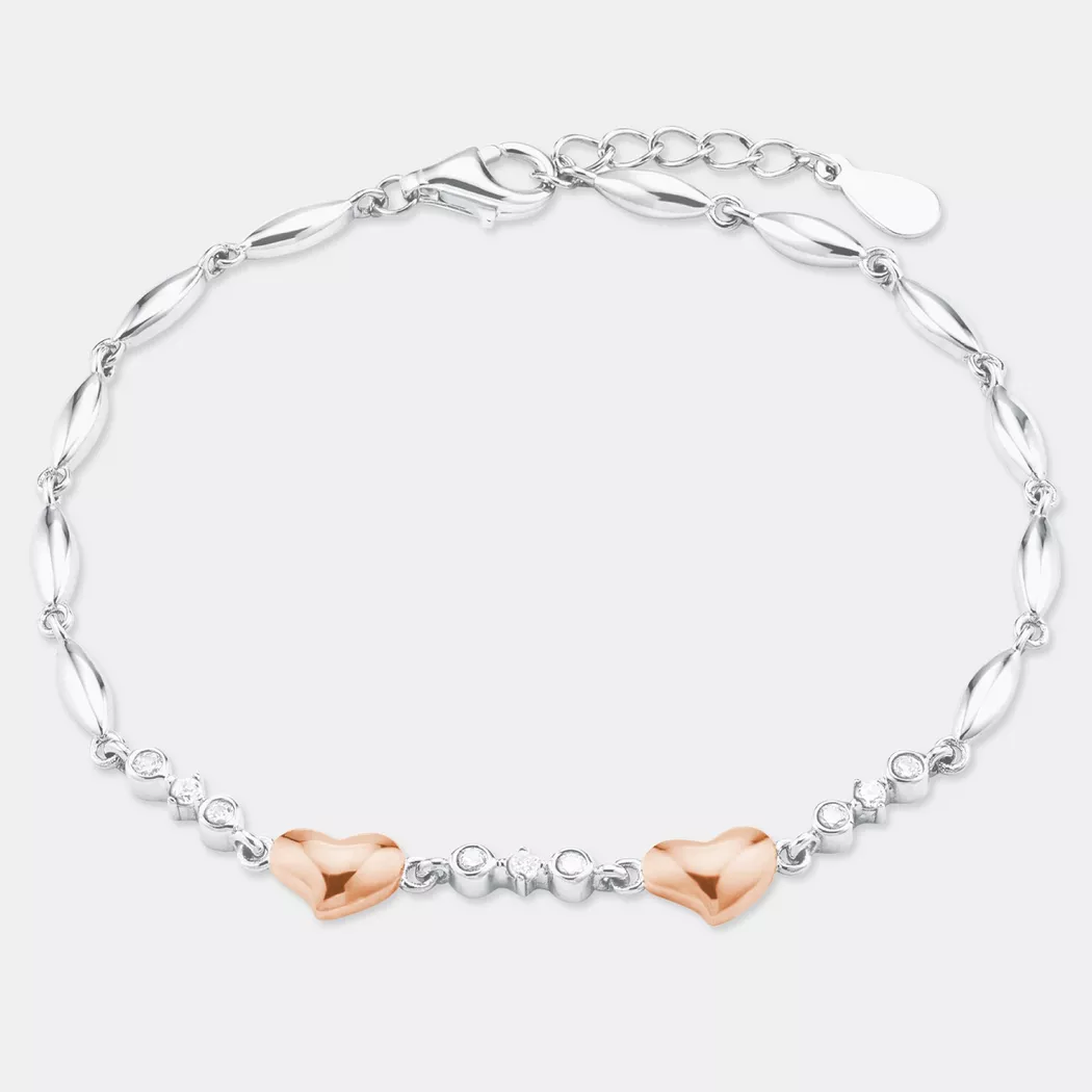 Silberarmband AMOR "2027487", silber (silberfarben, kristallweiß, kristallweiß), Armbänder, Damen, 19cm, Silber 925 (Sterlingsilber), Silberarmband, mit Zirkonia (synth.)