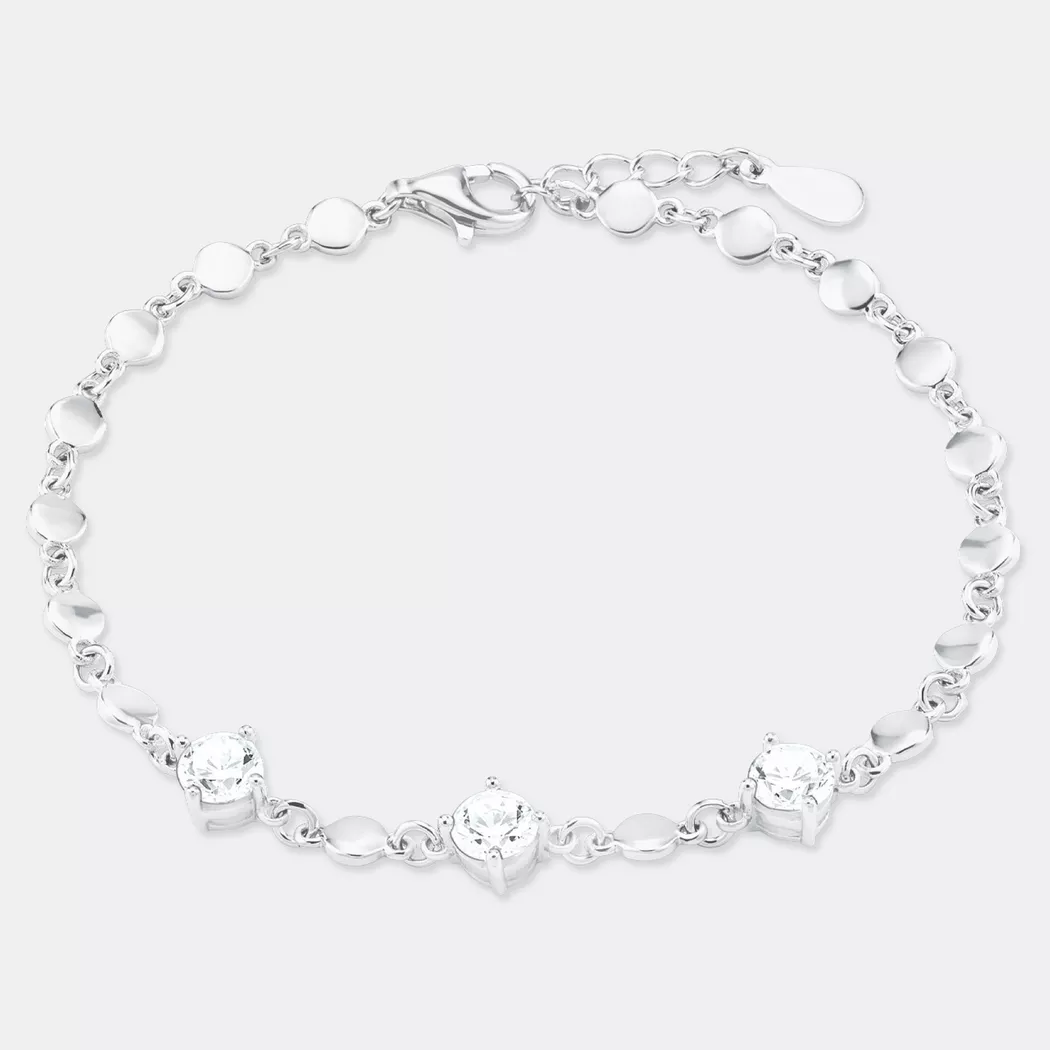 Silberarmband AMOR "2027487", silber (silberfarben, kristallweiß, kristallweiß), Armbänder, Damen, 19cm, Silber 925 (Sterlingsilber), Silberarmband, mit Zirkonia (synth.) 2