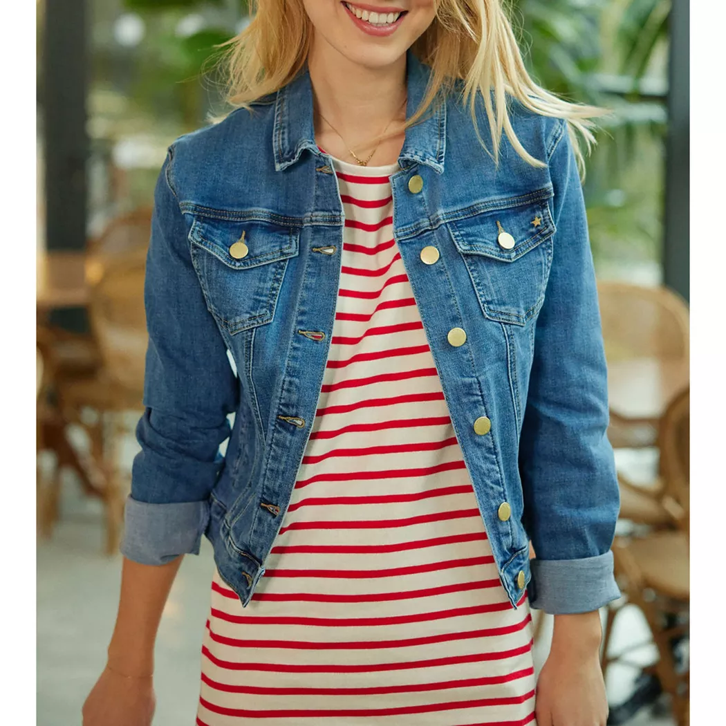 La Petite Etoile - Jeansjacke mit Knöpfen, für Damen, Stone Washed, Größe T1