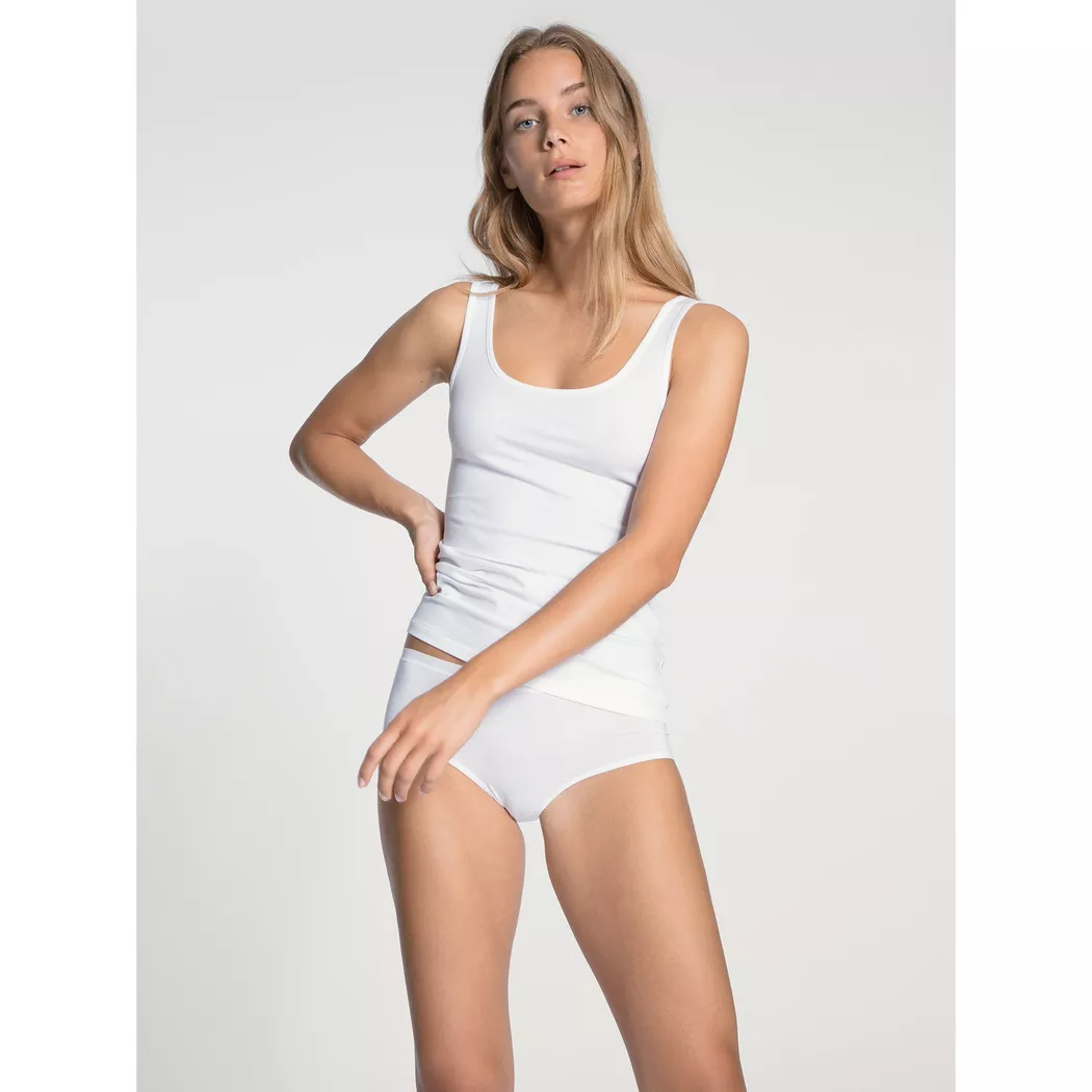 Unterhemd CALIDA "Unterhemd Natural Comfort 1er Pack", Damen, Gr. 36-38, N-Gr, weiß, Obermaterial: 92% Baumwolle CO. 8% Elasthan EL., Unterhemden Unterhemd
