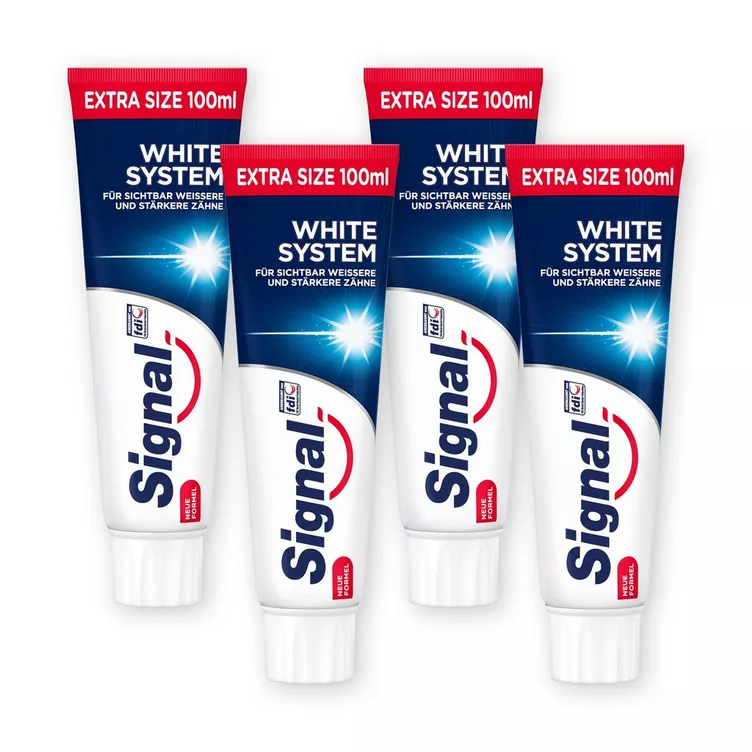Signal White System 4 x Zahnpasta Microgranuli 100ml 4x Zahnbürste Antiplaqueonline kaufen MANOR