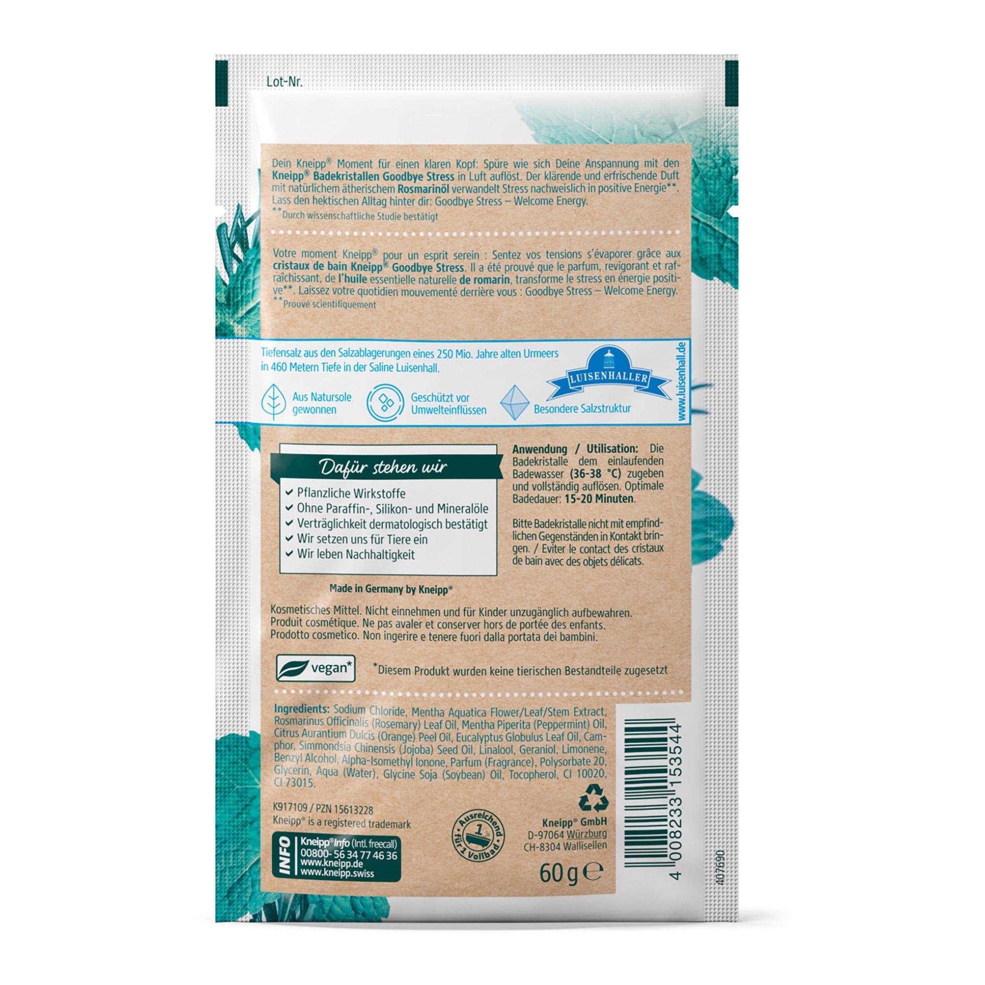 Kneipp  Badekristalle Goodbye Badekristalle Goodbye – Wasserminze & Rosmarin 
