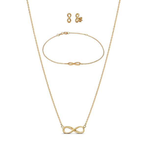 Image of Set Halskette/armband/ohrst. Damen Gelbgold 43