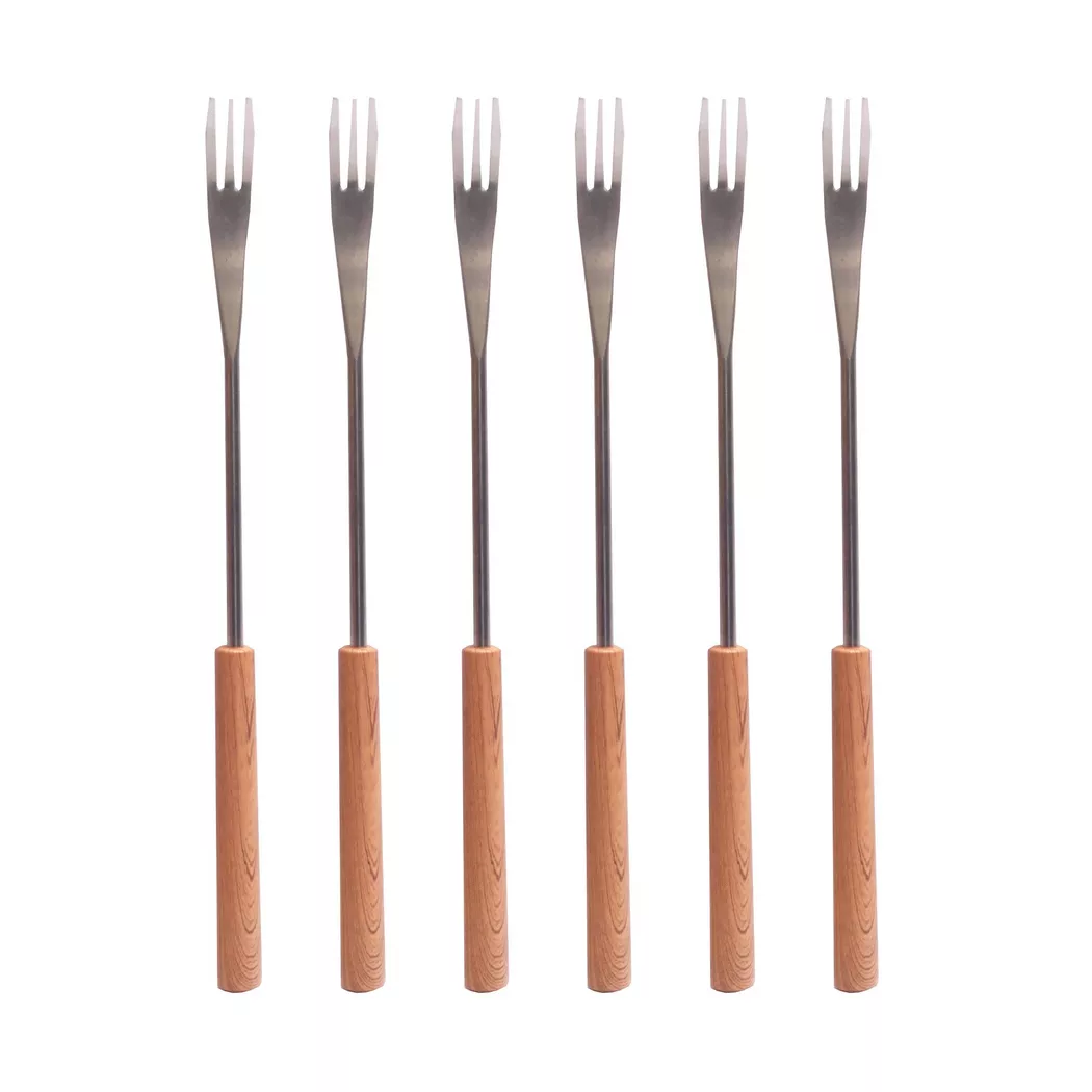Nouvel - Käsefonduegabeln-Set, 6 Stück, Braun