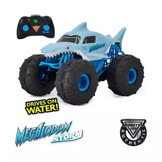 Monster Jam  Megalodon Storm, ferngesteuertes Amphibienfahrzeug in Hai-Optik für Land und Wasser Multicolor