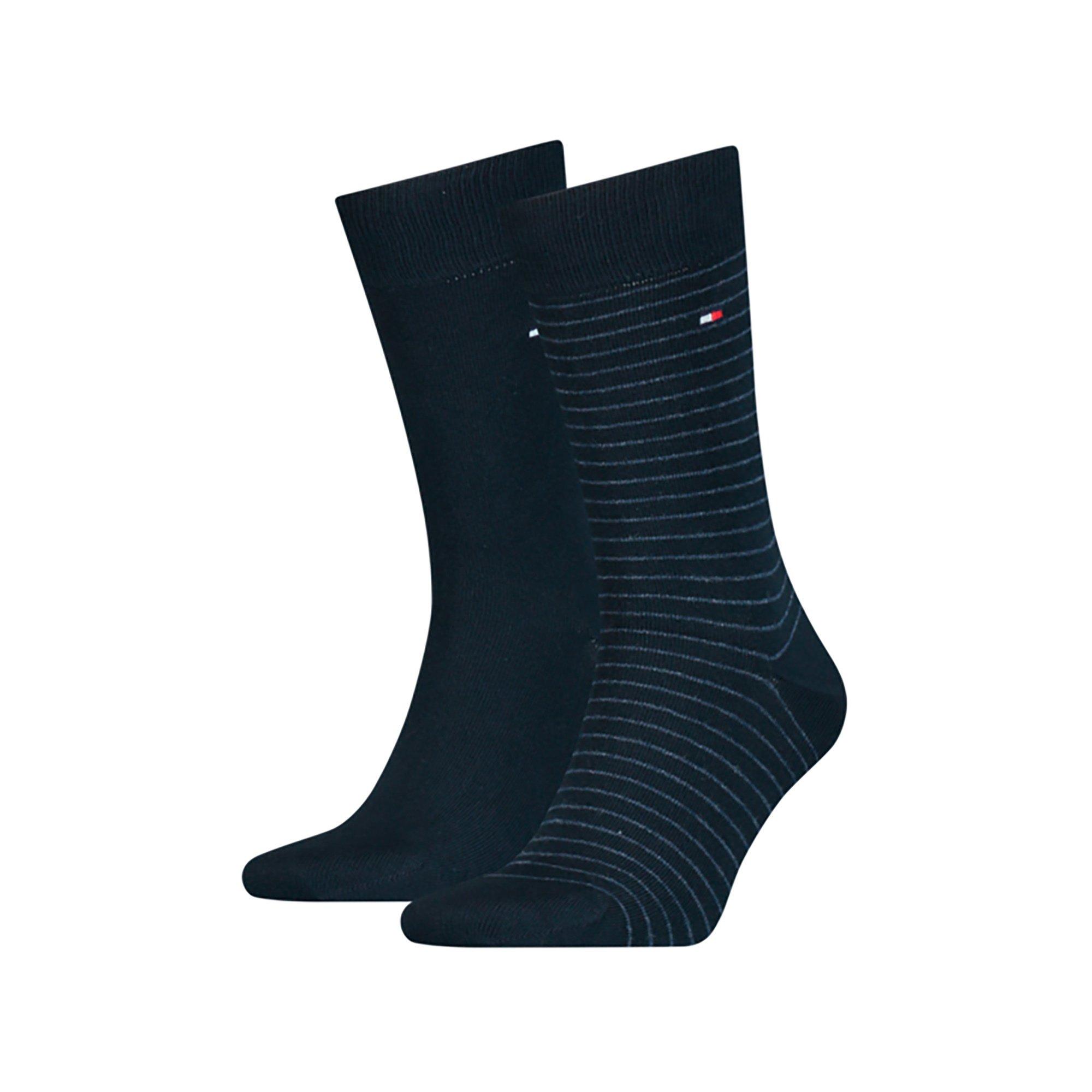 TOMMY HILFIGER TH MEN SMALL STRIPE SOCK 2P Lot de 2 paires de chaussettes, hauteur mollet 