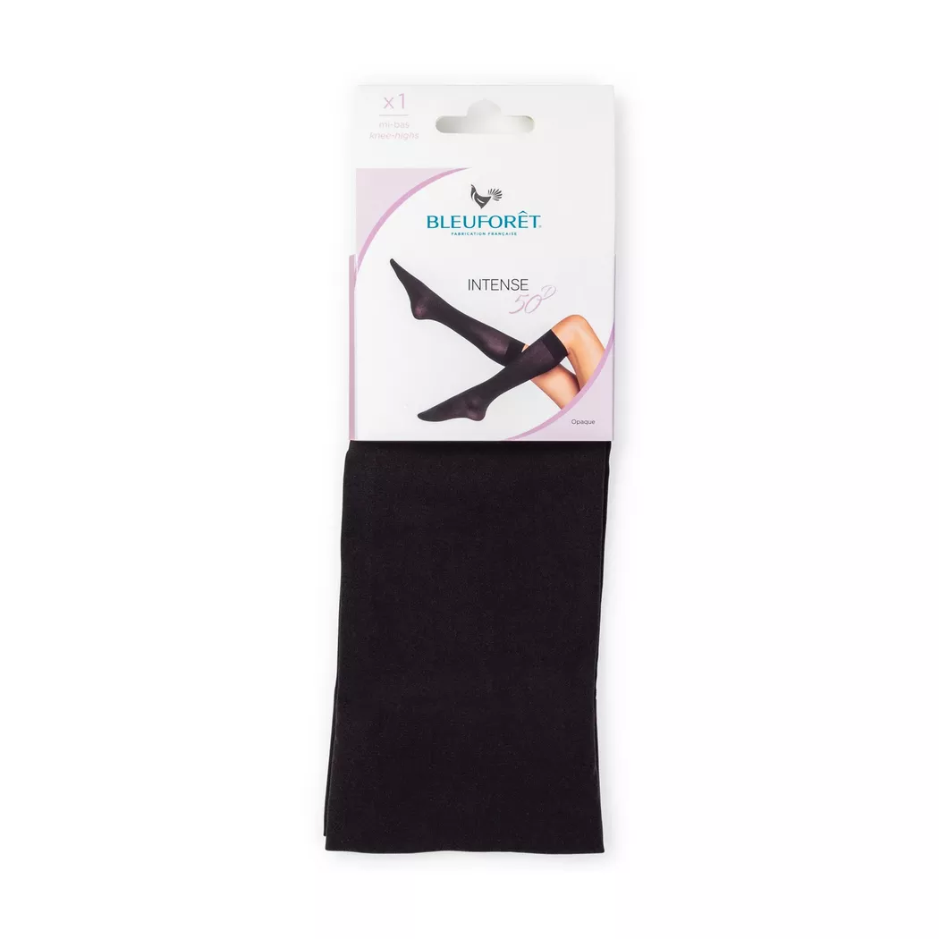 BLEU FORET - Kniestrumpf, 50 Den, für Damen, Black, Größe Onesize