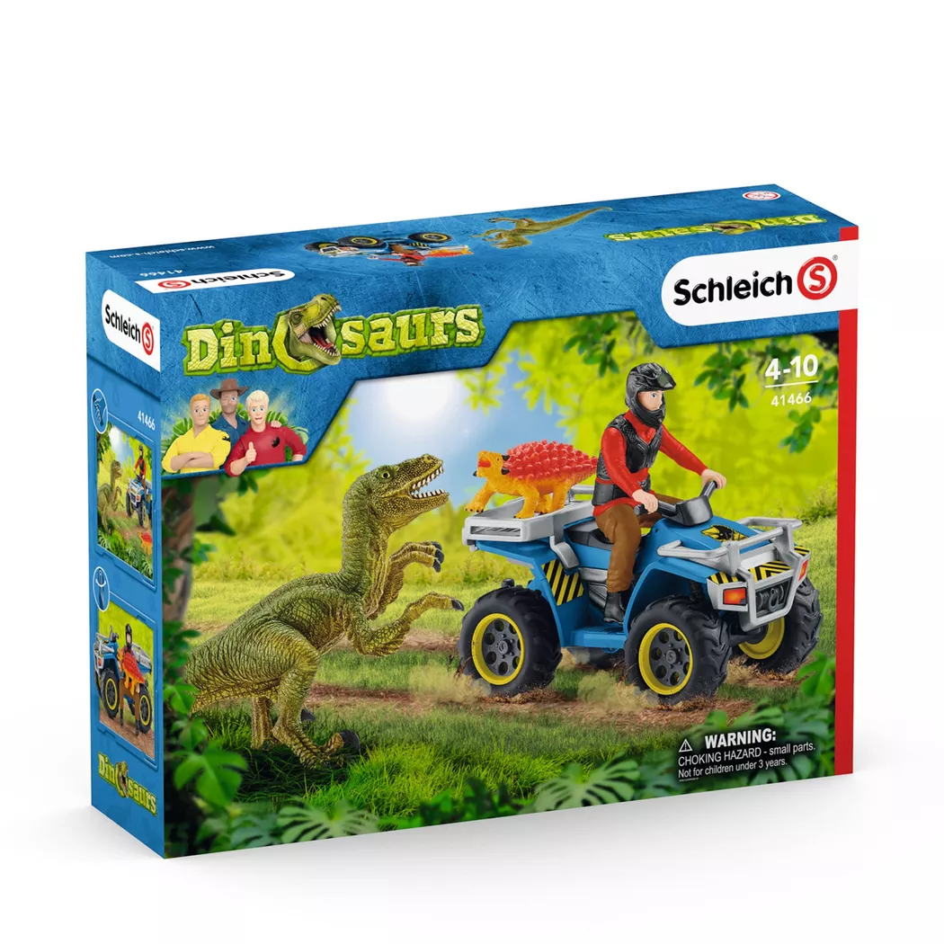 Schleich - Flucht auf Quad vor Velociraptor, Multicolor