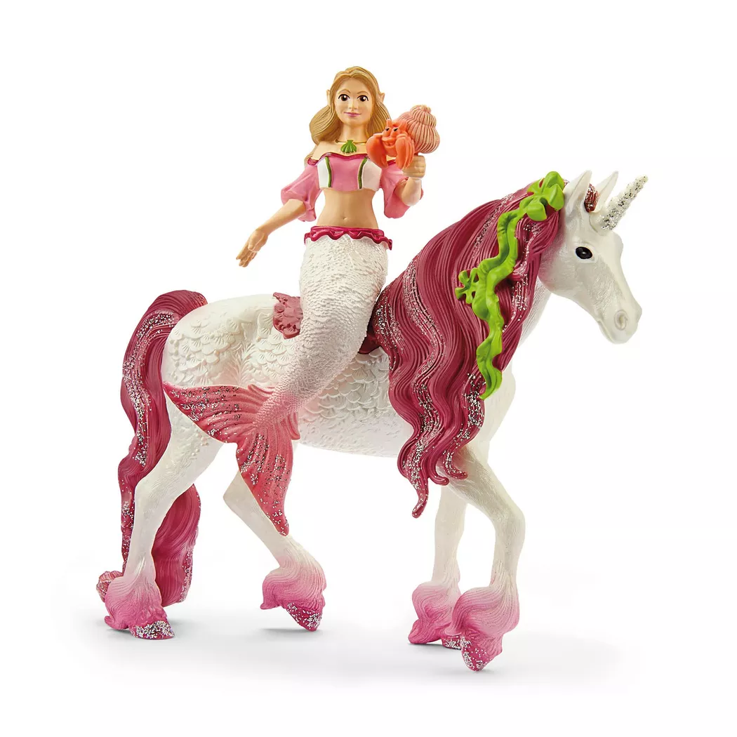 Schleich - 70593 Meerjungfrau-Feya auf Unterwassereinhorn, Multicolor