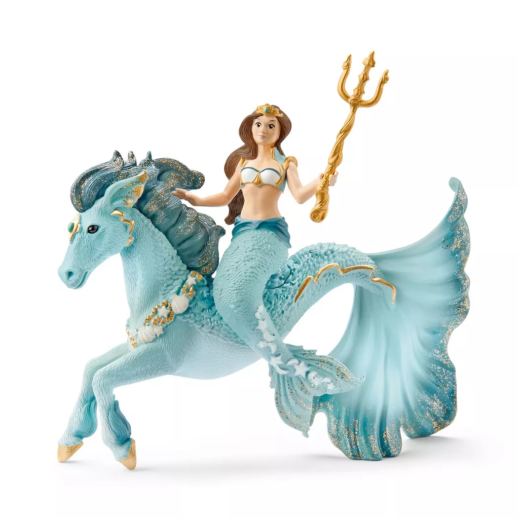 Schleich - 70594 Meerjungfrau-Eyela auf Unterwasserpferd, Multicolor
