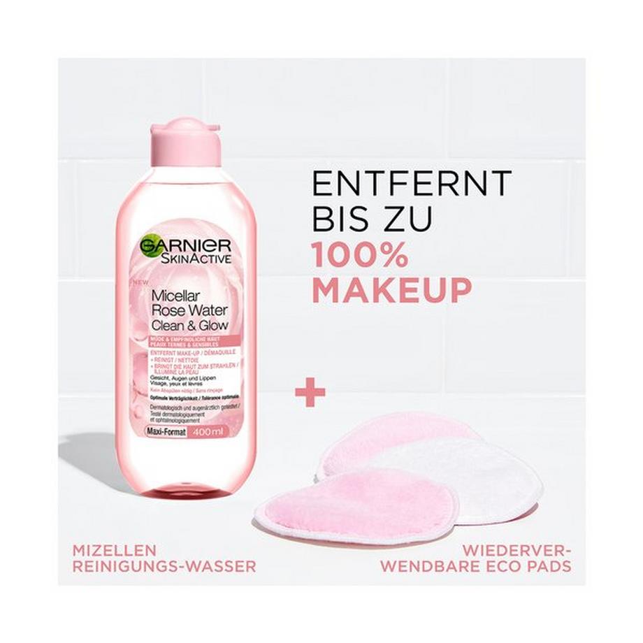 GARNIER Rose Mizellen Reinigungswasser All-in-1 mit Rosenwasser  