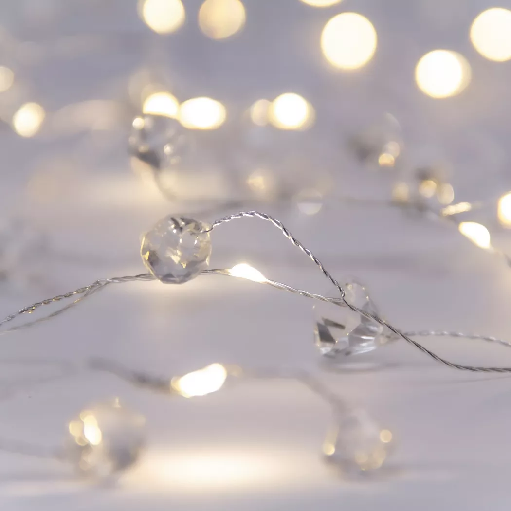Manor - Lichterkette Diamond silver, 2 Meter, Weiss