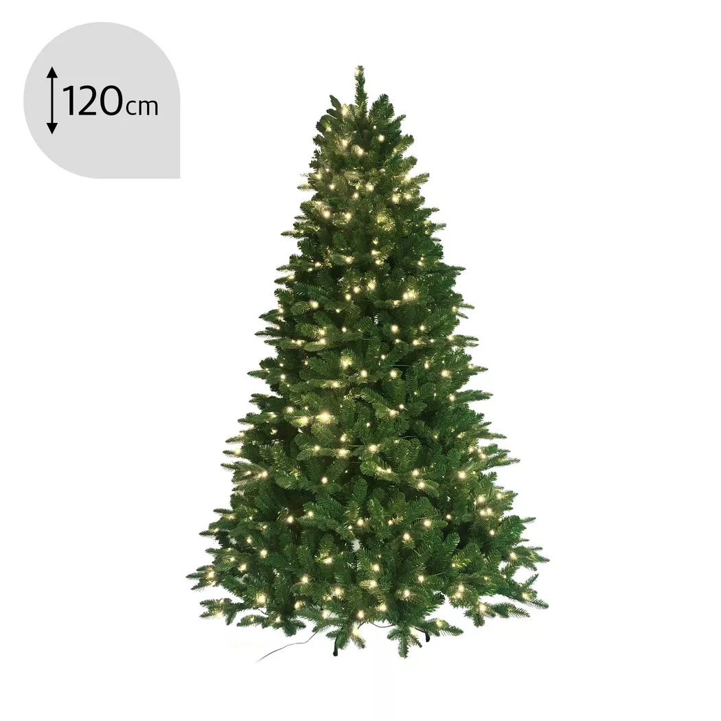 Manor - Künstlicher Tannenbaum mit LED Beleuchtung, 120cm, Dunkelgrün