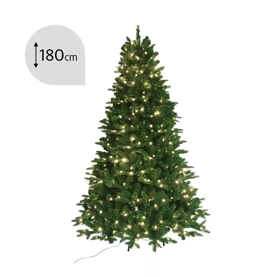Manor - Künstlicher Tannenbaum mit LED Beleuchtung, 180cm, Dunkelgrün
