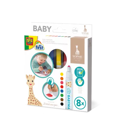 SES Feutres pour bébé, Sophie la girafe SES Baby Marker 8 Stück Sophie Multicolor