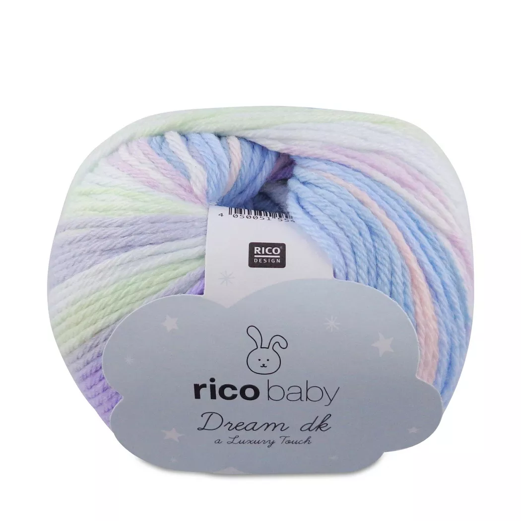 RICO-Design - Fil à tricoter, 115M, Bleu Bariolé