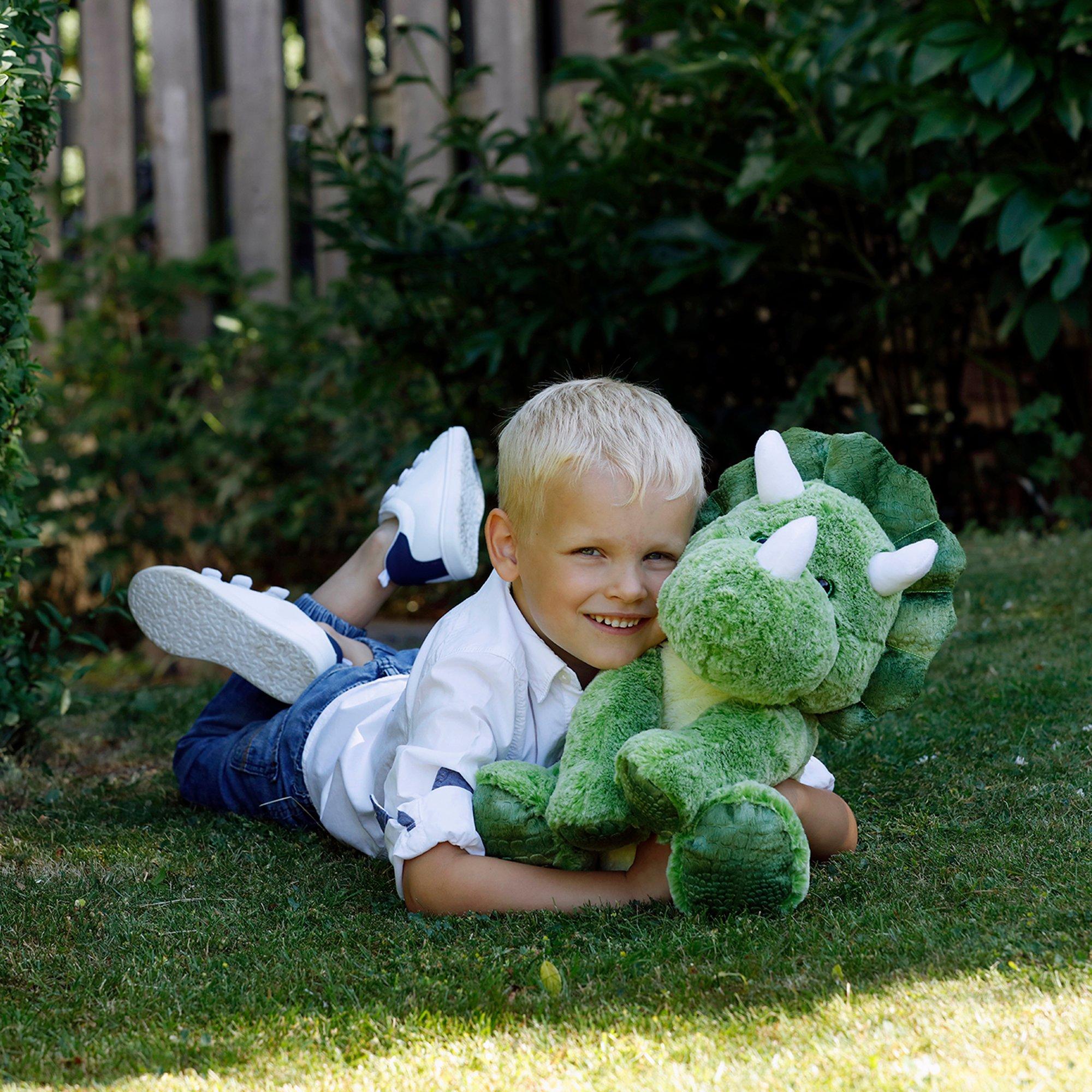 TEDDYKOMPANIET  Dinosaure assise vert en peluche 