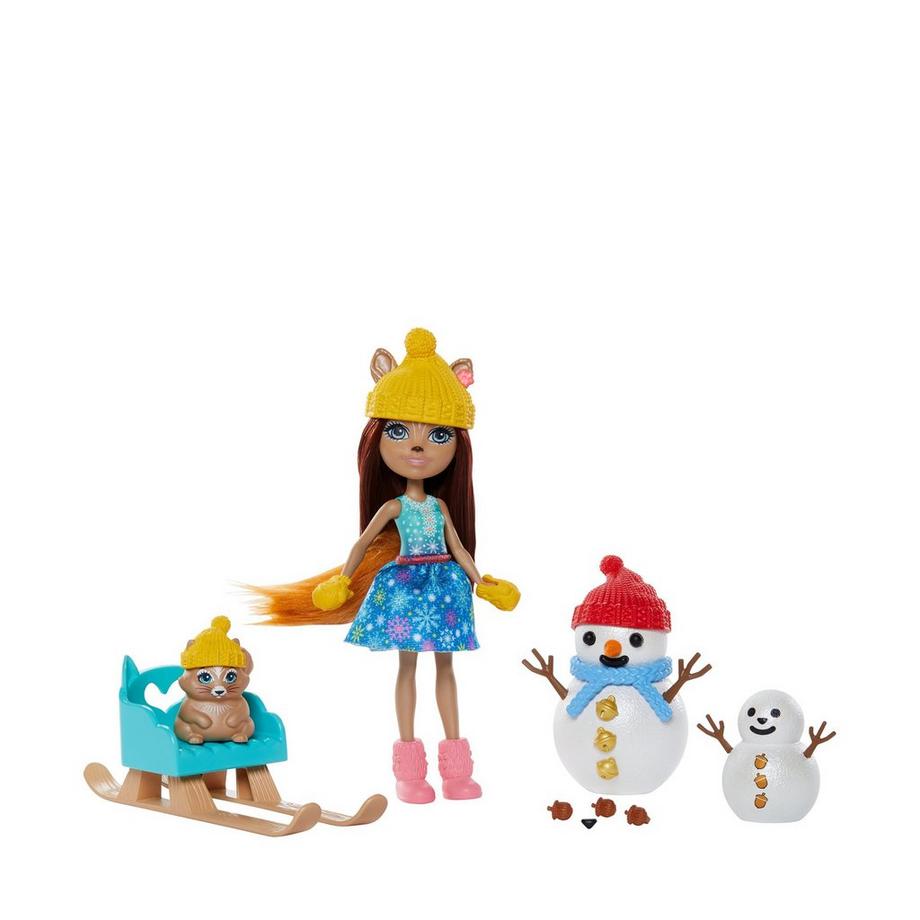 Enchantimals  Schneemann Deko-Spass Spielset mit Sharlotte Squirrel und Walnut  