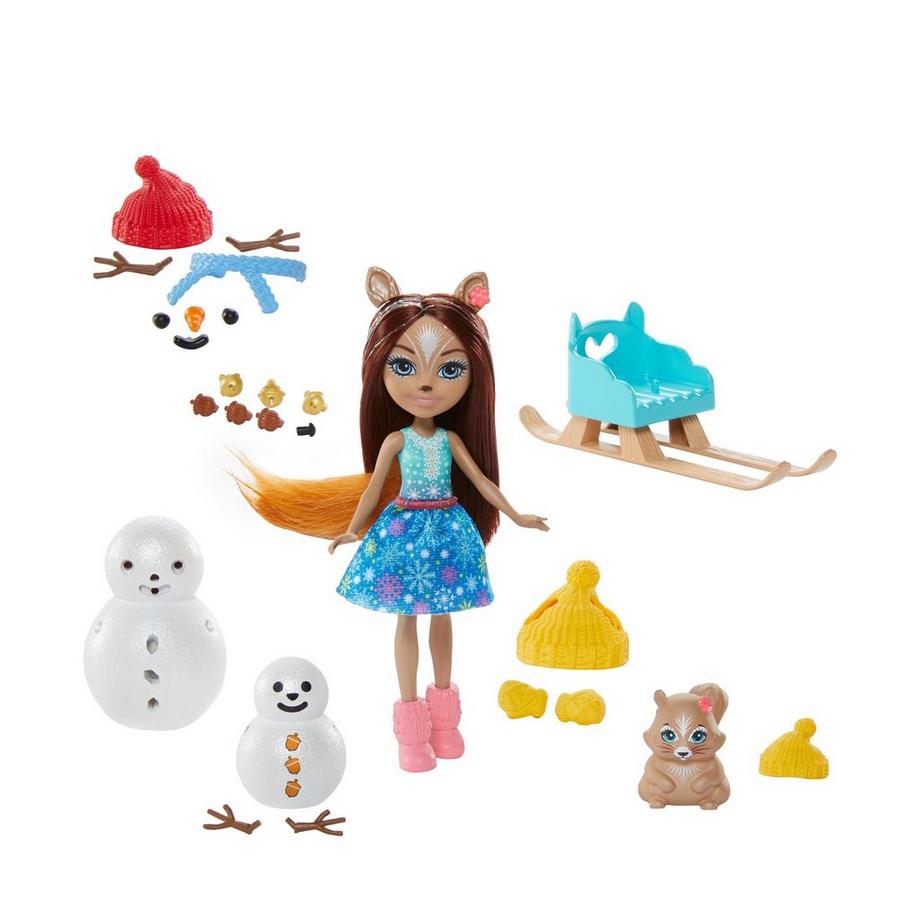 Enchantimals  Schneemann Deko-Spass Spielset mit Sharlotte Squirrel und Walnut  