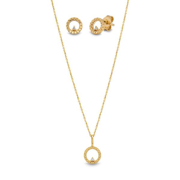 Image of Set Halskette/ohrstecker Damen Gelbgold 42