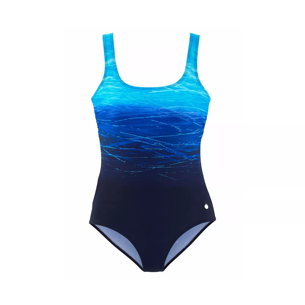 Lascana Maillot de bain femme avec imprimé batik et effet gainant bleu   38D 4