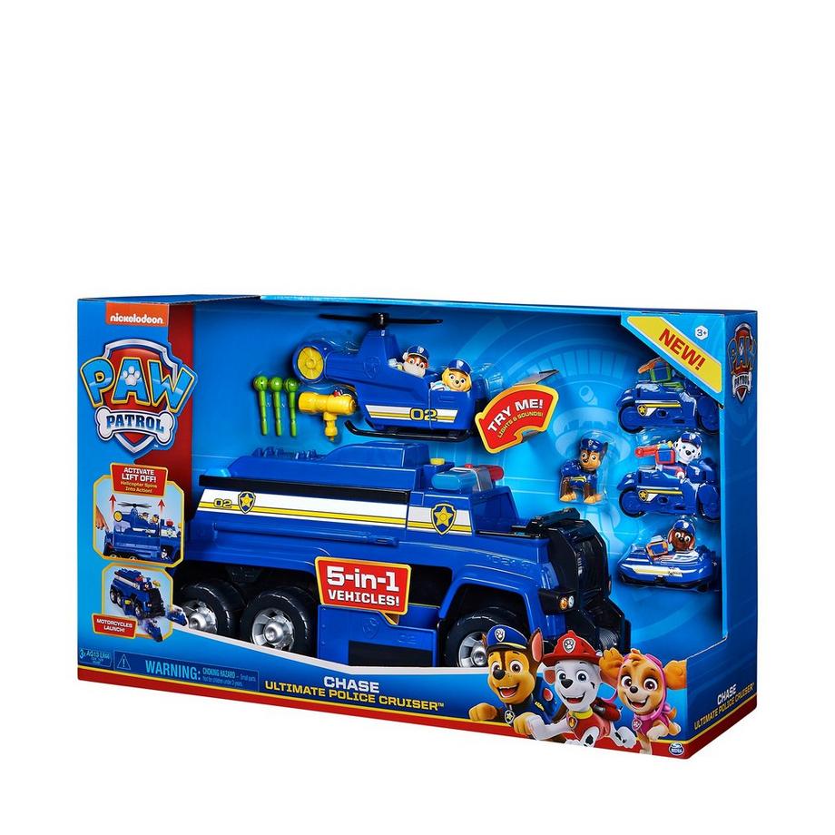 Spin Master  Paw Patrol 5-In-1-Polizeifahrzeug Von Chase, 4 Mini Fahrzeuge Plus Polizeicruiser Plus Chase Figur 