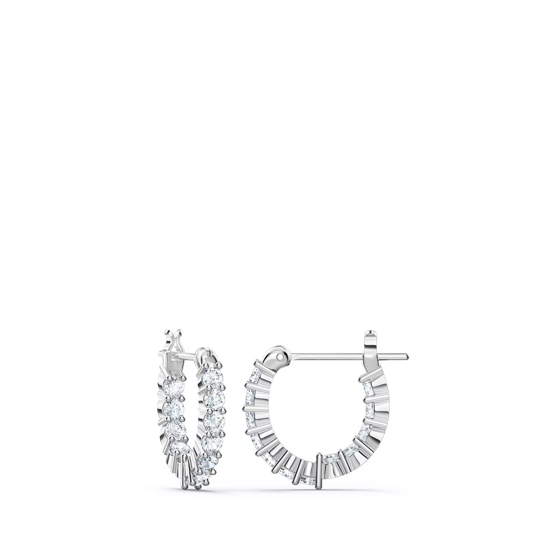 Paar Creolen SWAROVSKI "Schmuck Geschenk Matrix Tennis Vittore Ohrringe", silber (metallfarben, kristallweiß, kristallweiß), Ohrringe, Damen, Metall, Swarovski Zirkonia (synth.)
