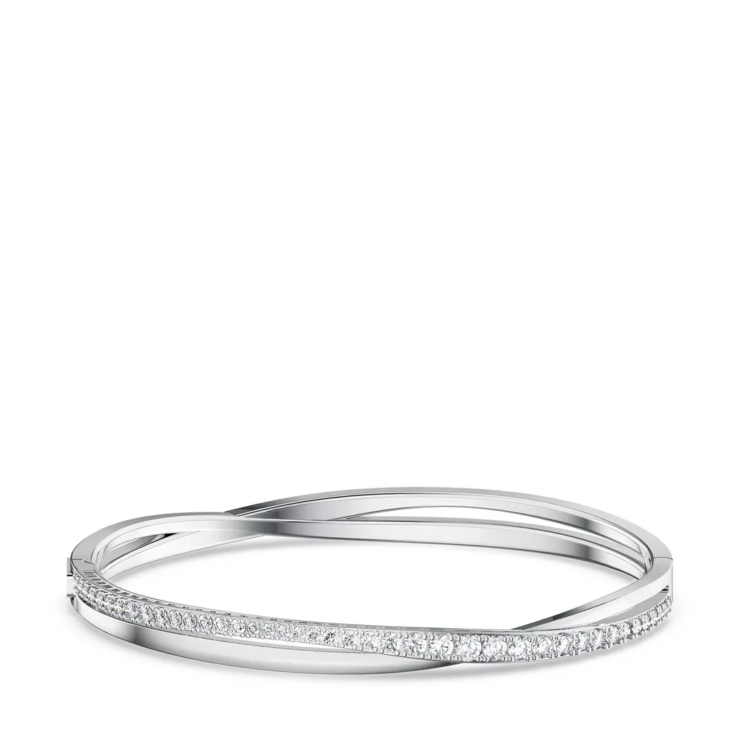 Armreif SWAROVSKI "Hyperbola Spin" Gr. M, silber (metallfarben, kristallweiß, kristallweiß), Armbänder, Damen, M, Metall, Armreif, mit Swarovski Kristall