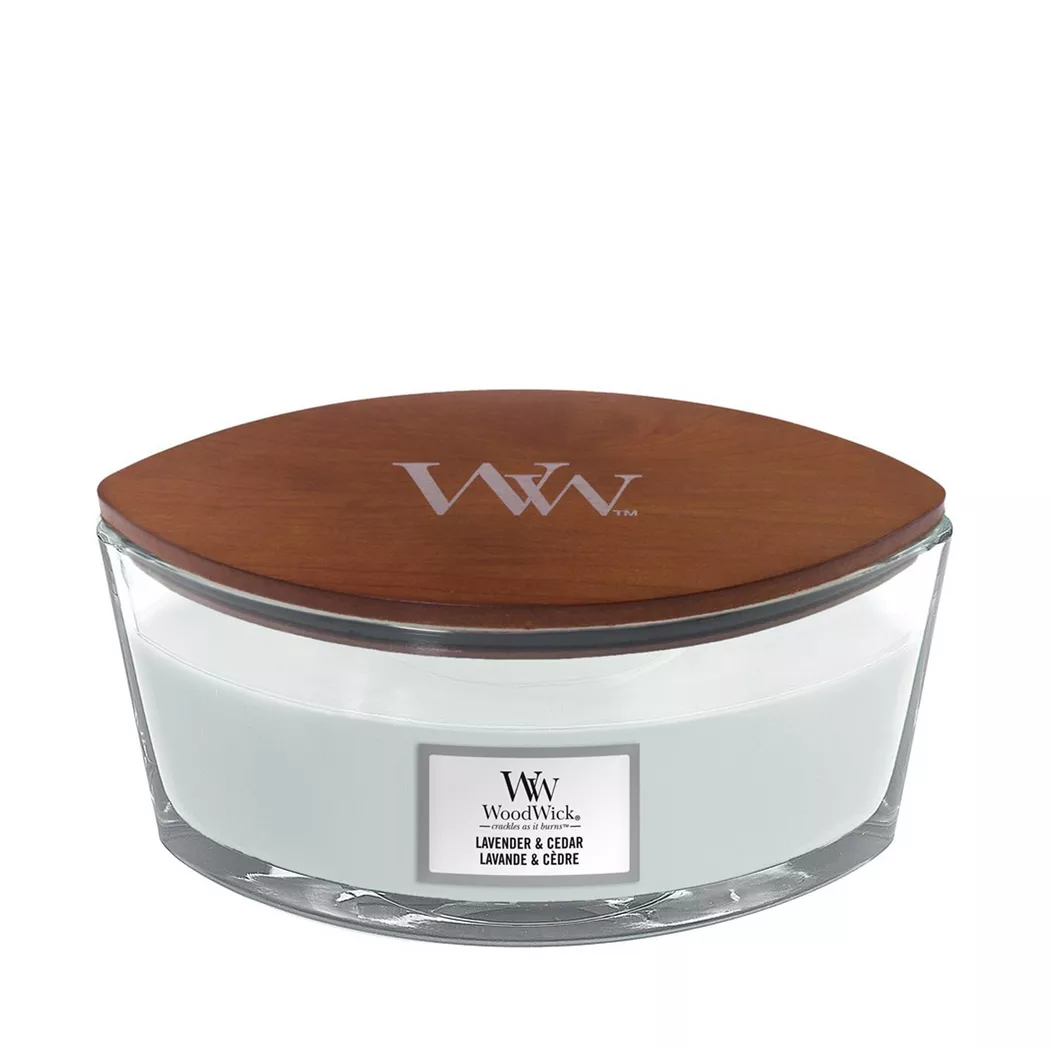 Woodwick Lavender & Cedar Scented Candle White 275g 2