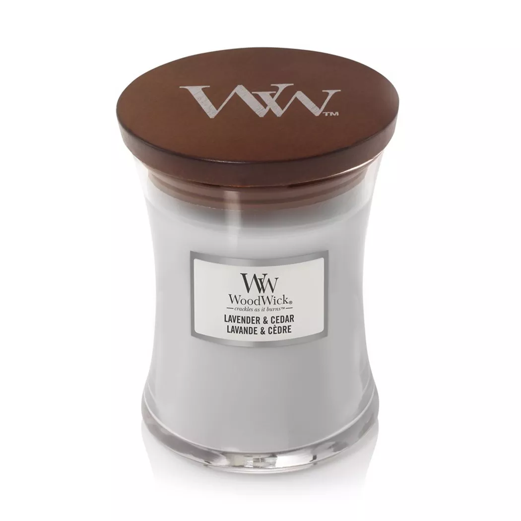 Woodwick Lavender & Cedar Scented Candle White 275g 4