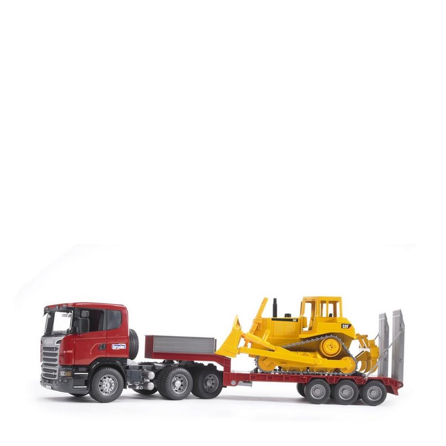 SCANIA R-Serie LKW mit Tieflader und Cat® Bulldozer