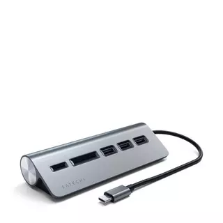 SATECHI Aluminium Hub (3xUSB 3.0, MicroSD, SD Card Slot) USB-C HUB Grigio siderale