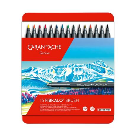 Caran d'Ache Pennarello in astuccio di metallo Fibralo Brush Fasermaler 