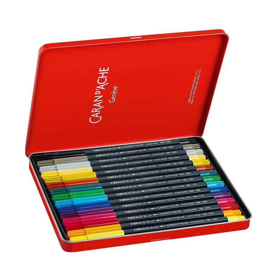 Caran d'Ache Feutre dans un étui métallique Fibralo Brush Fasermaler 