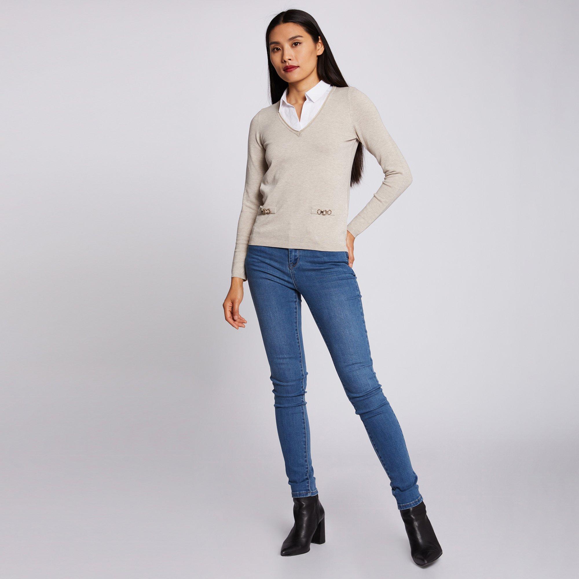 Morgan Damen Pullover - Langärmlige Weste Mit Perforierten Details