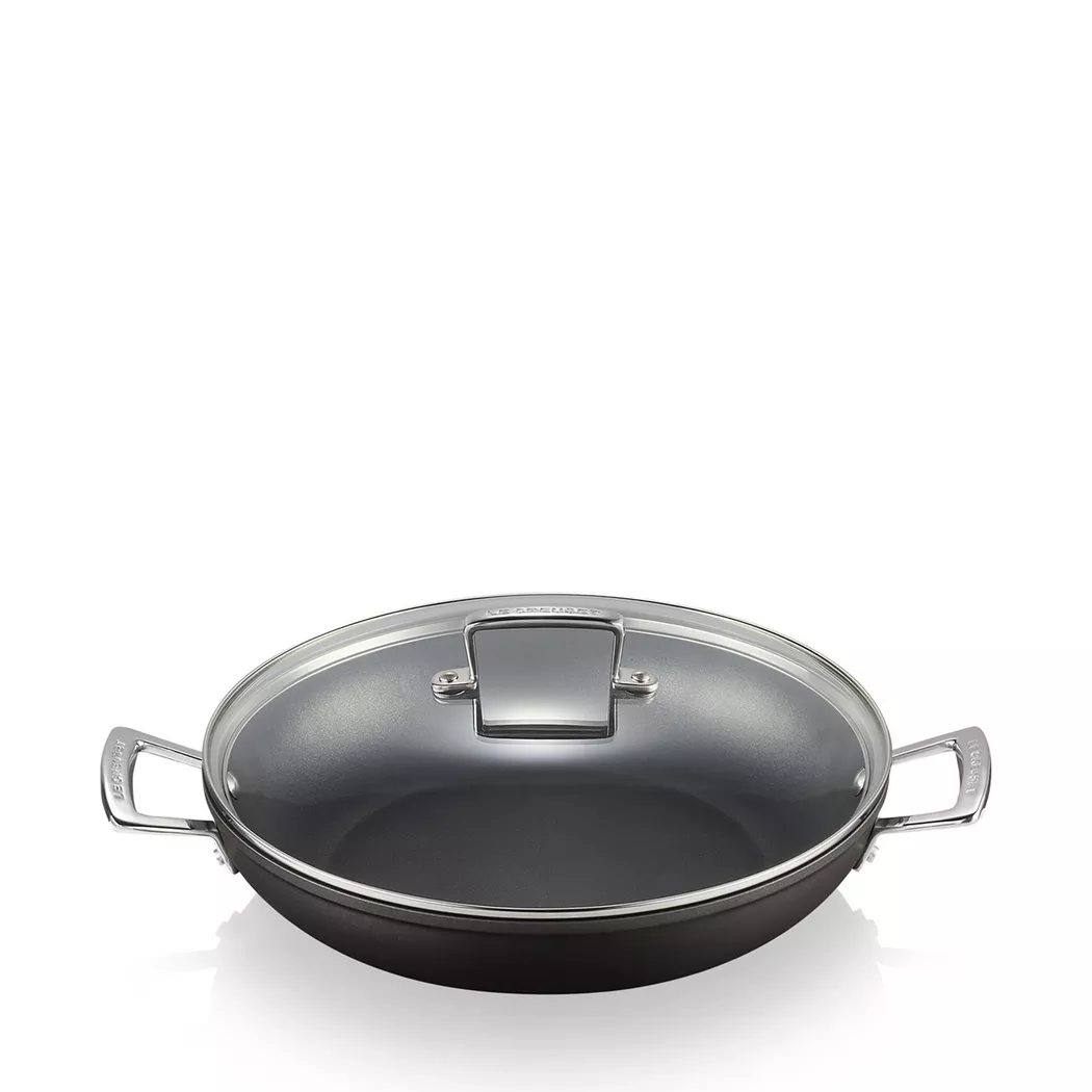 LE CREUSET Aluminium-Antihaft Profipfanne mit Glasdeckel 30cm Schwarz schwarz baby