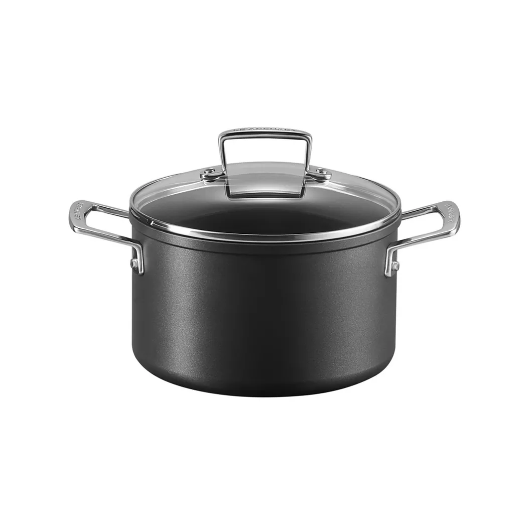 LE CREUSET Aluminium-Antihaft Fleischtopf mit Deckel 24cm/6l Schwarz schwarz baby
